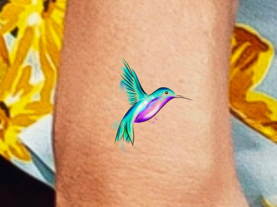 Aquarell Kolibri Tattoo/Kleiner Vogel Am Handgelenk von Etsy - LittleCuteTattoo