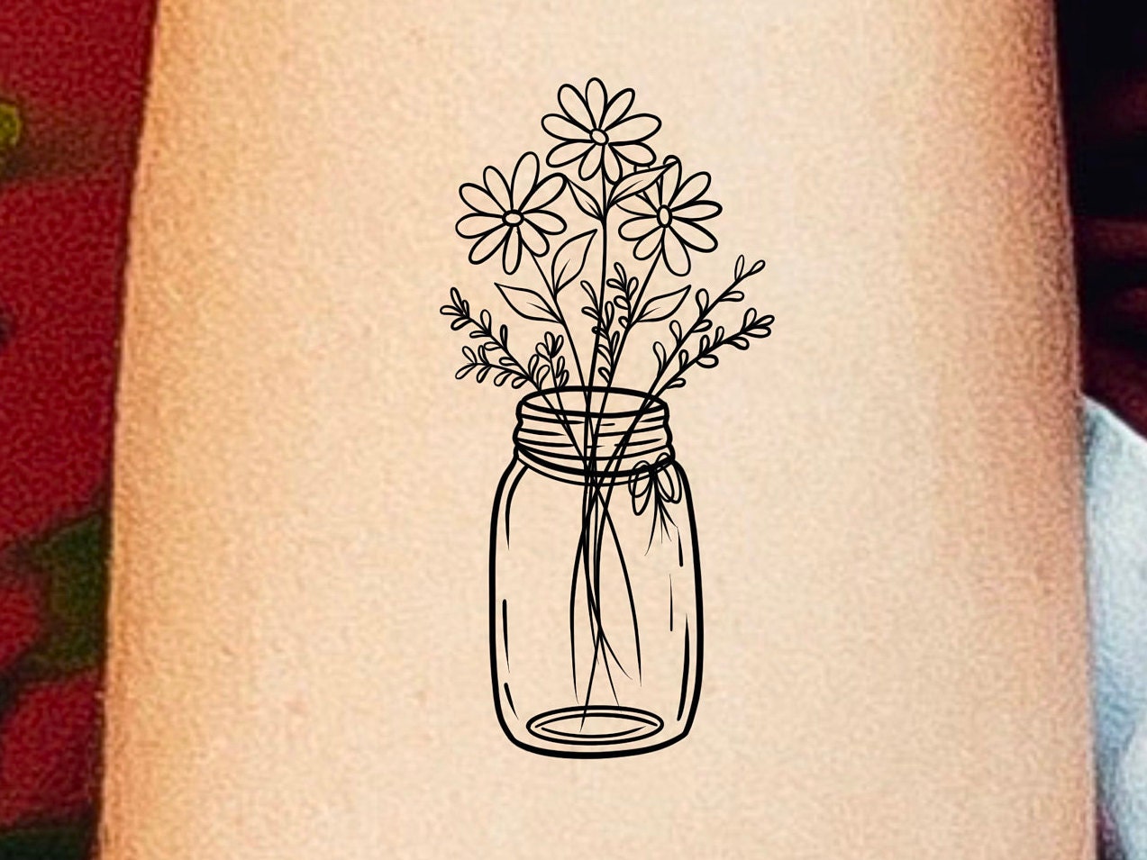 Blumen Einmachglas Temporäres Tattoo/Wildblumen von Etsy - LittleCuteTattoo
