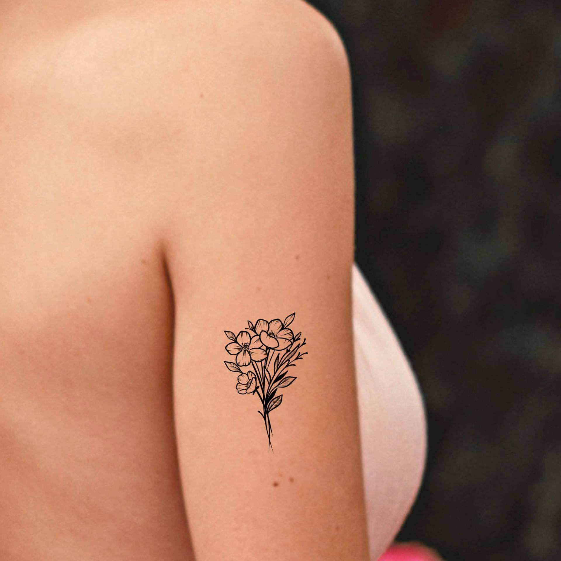 Blumenstrauß Temporäres Tattoo von Etsy - LittleCuteTattoo