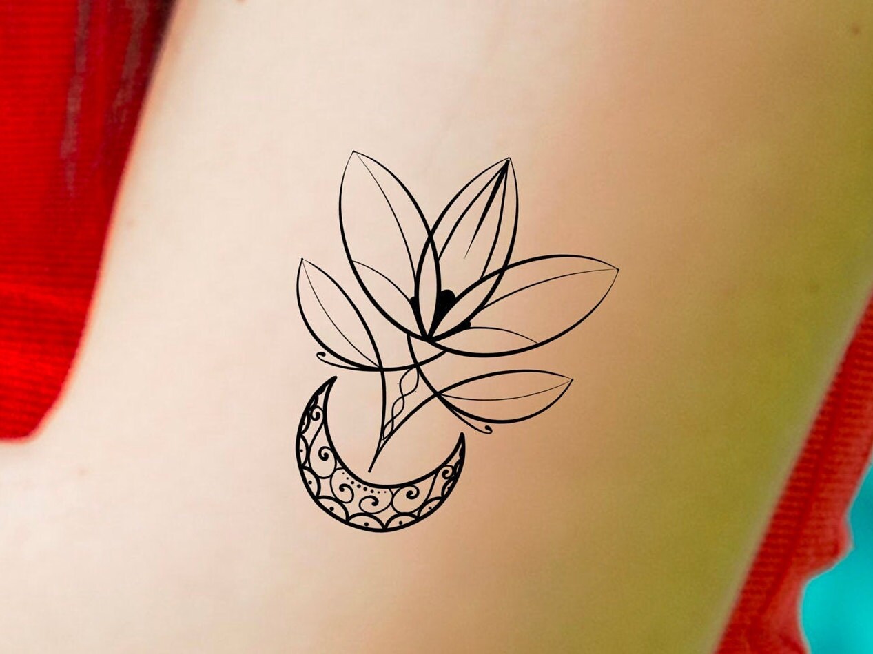 Floral Mond Temporary Tattoo/Halbmond von Etsy - LittleCuteTattoo