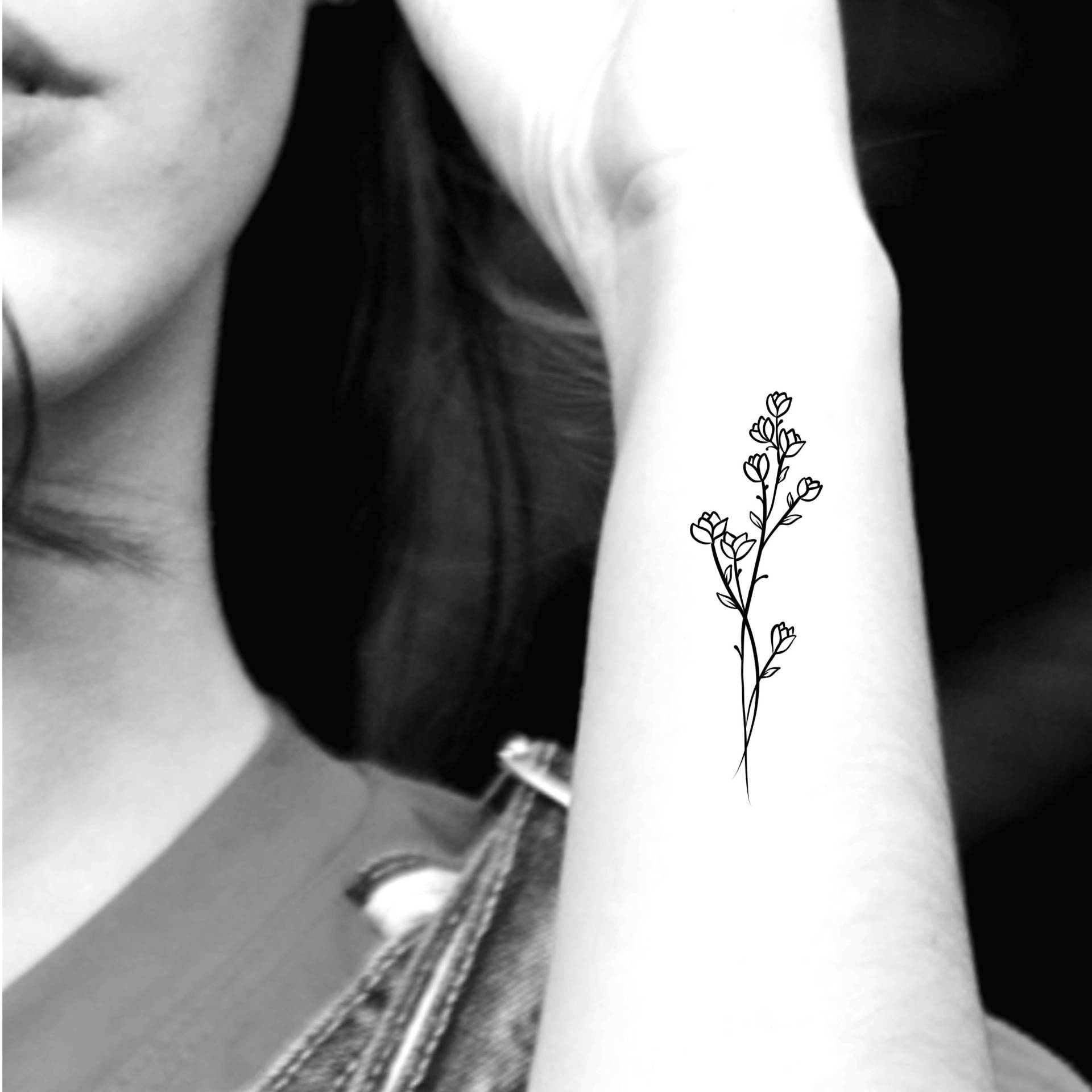 Florale Linie Temporäres Tattoo von Etsy - LittleCuteTattoo