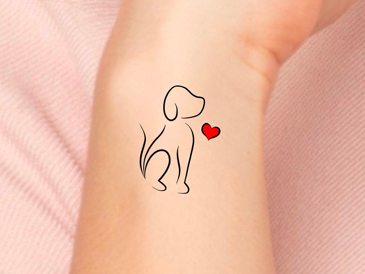 Hund Herz Temporary Tattoo/Tier von Etsy - LittleCuteTattoo