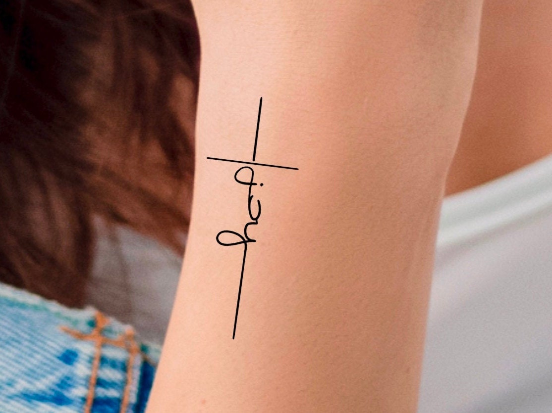 Joy Kreuz Temporäres Tattoo/Religiöses Freude von Etsy - LittleCuteTattoo