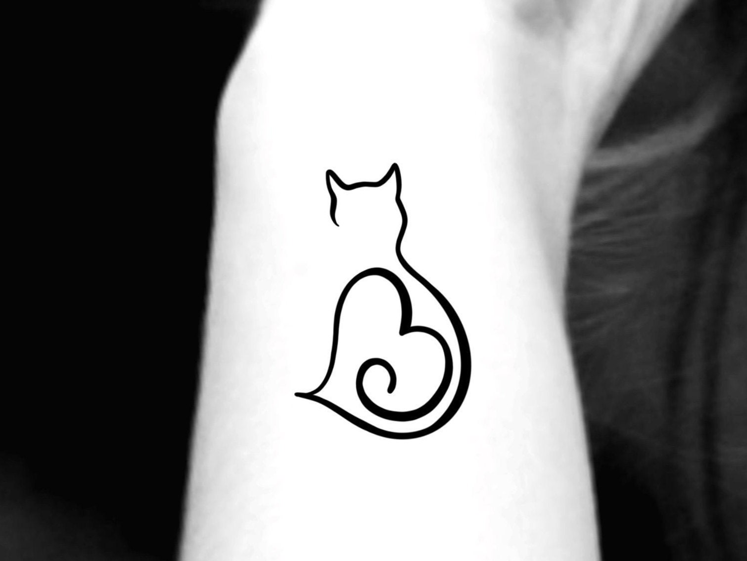 Katze Herz Temporary Tattoo/Katzen von Etsy - LittleCuteTattoo