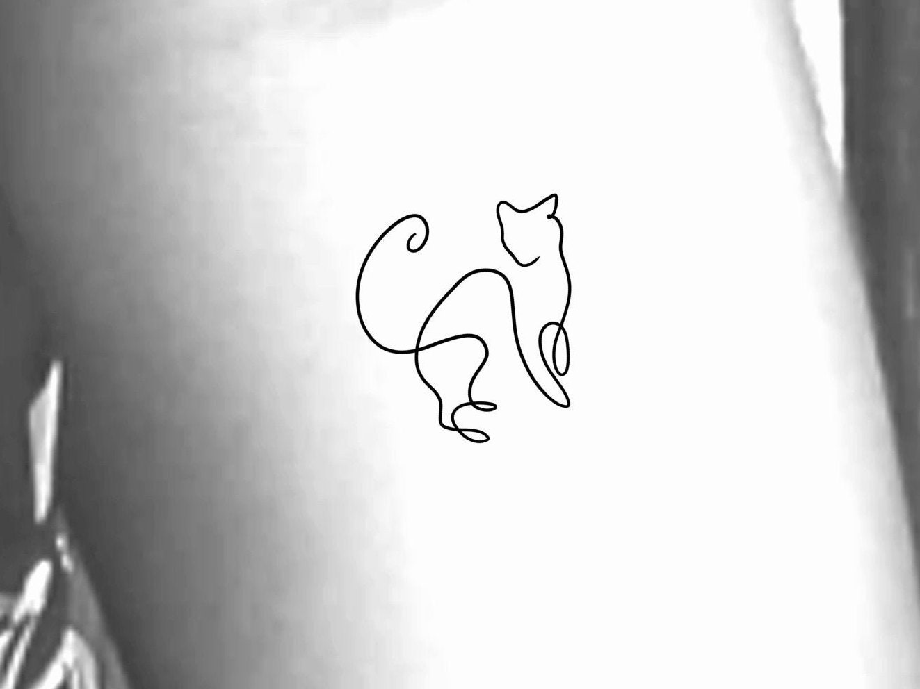 Katze Single Line Temporäres Tattoo von Etsy - LittleCuteTattoo