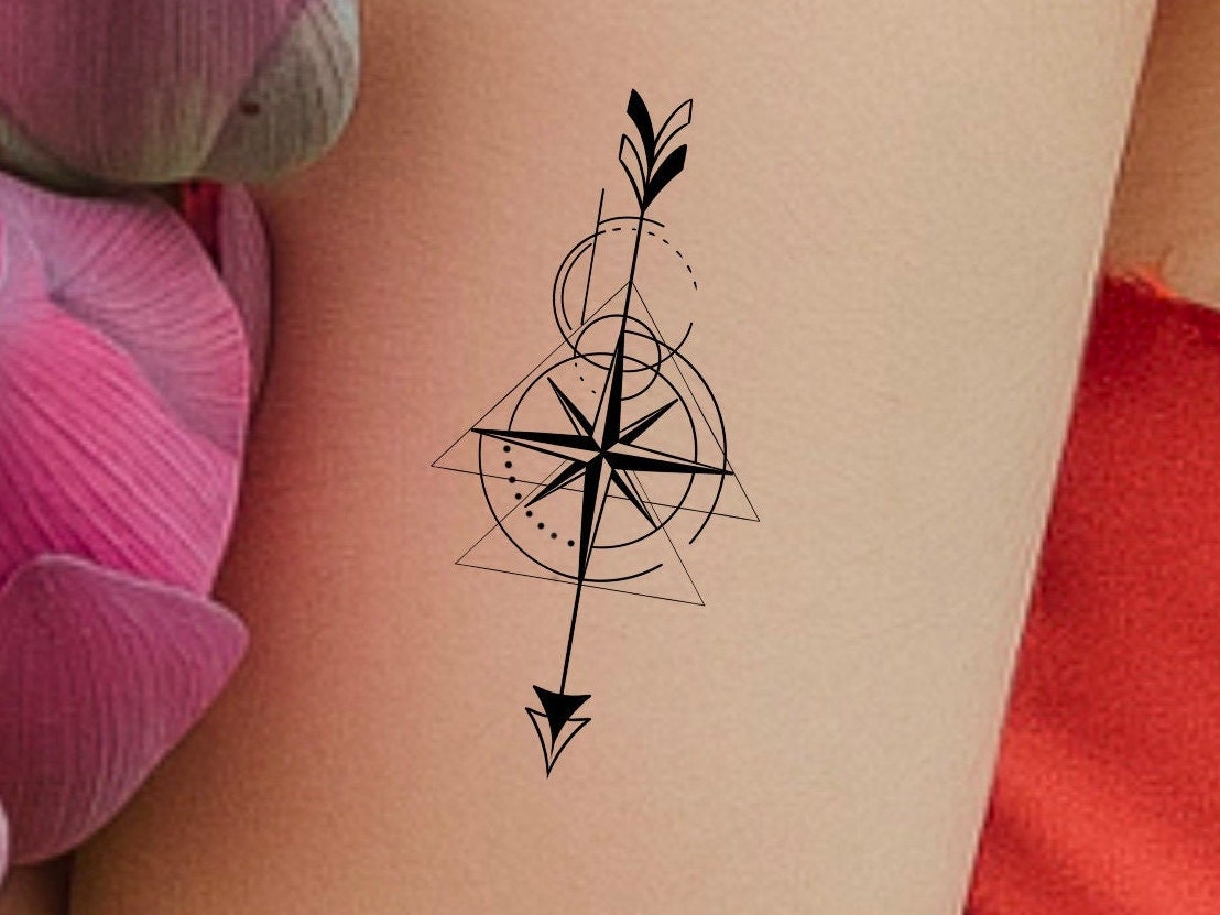 Kompass Pfeil Temporäres Tattoo von Etsy - LittleCuteTattoo