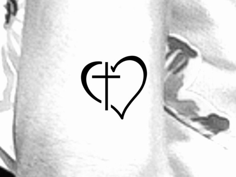 Kreuz Herz Temporary Tattoo/Religiöses von Etsy - LittleCuteTattoo