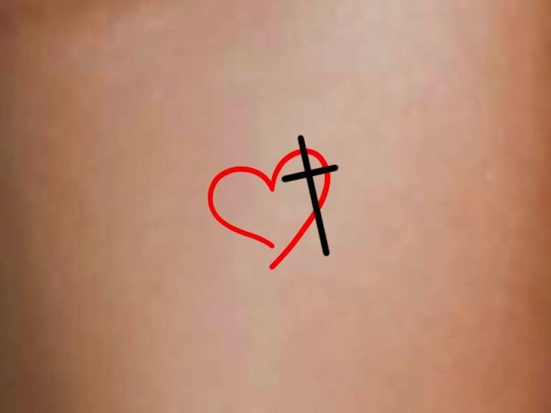 Kreuz Herz Temporary Tattoo von Etsy - LittleCuteTattoo