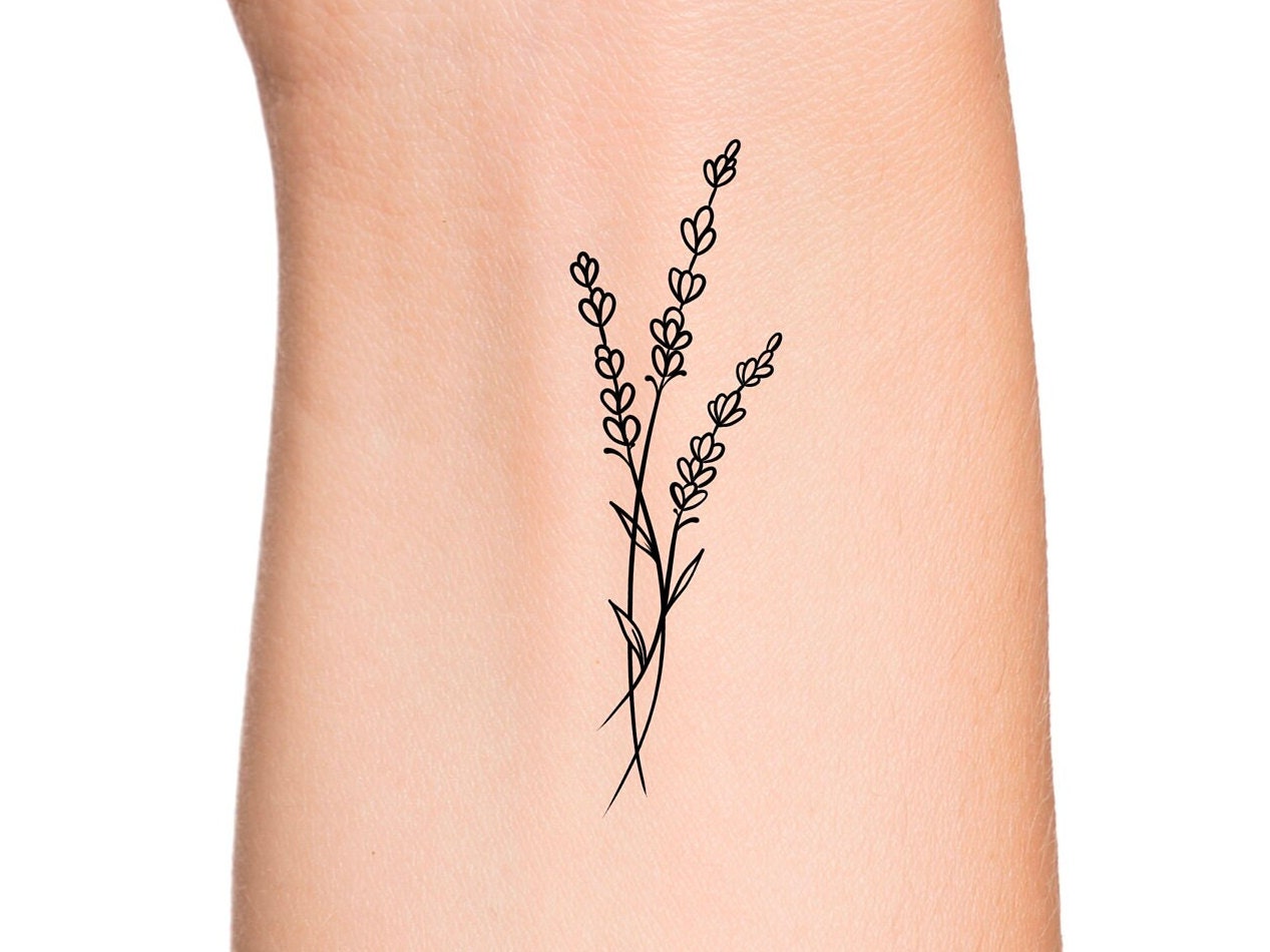 Lavendel Temporäres Tattoo/Umriss Blumen Wildblumen Kleiner von Etsy - LittleCuteTattoo
