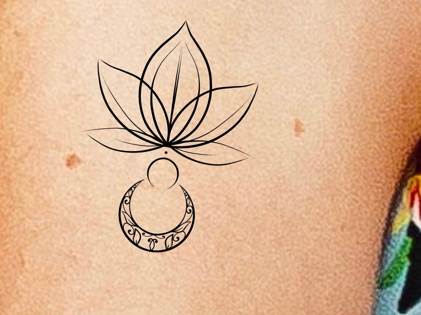 Lotus Mond Temporäres Tattoo/Blumen Halbmond Mandala von Etsy - LittleCuteTattoo