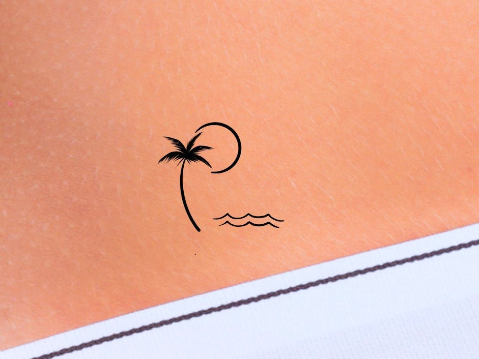 Palme Welle Temporary Tattoo von Etsy - LittleCuteTattoo