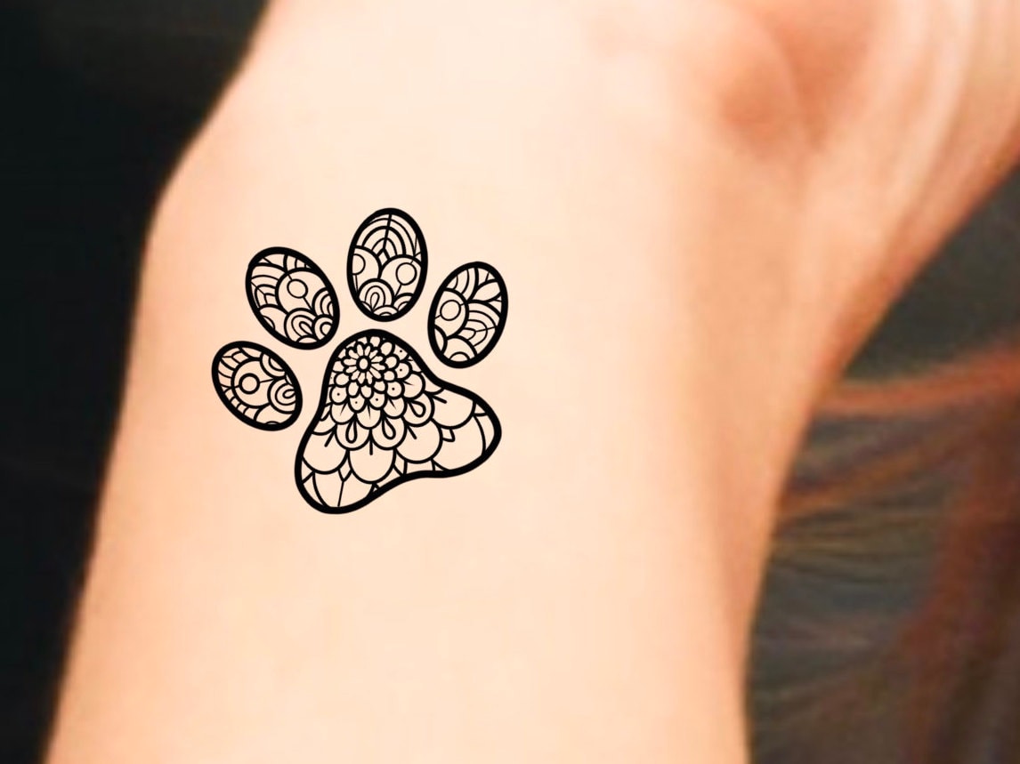 Pfote Druck Mandala Temporäres Tattoo/Hund Tiere Temp von Etsy - LittleCuteTattoo