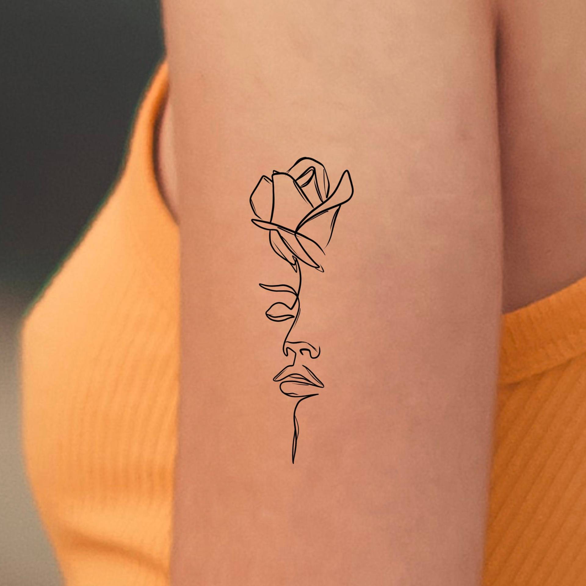 Rose Gesicht Linie Temporary Tattoo von Etsy - LittleCuteTattoo