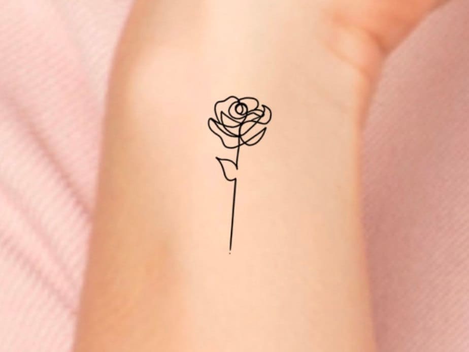 Rose Single Line Temporäres Tattoo/Kleine Blumen Blumen Handgelenk Durchgehende Linie von Etsy - LittleCuteTattoo