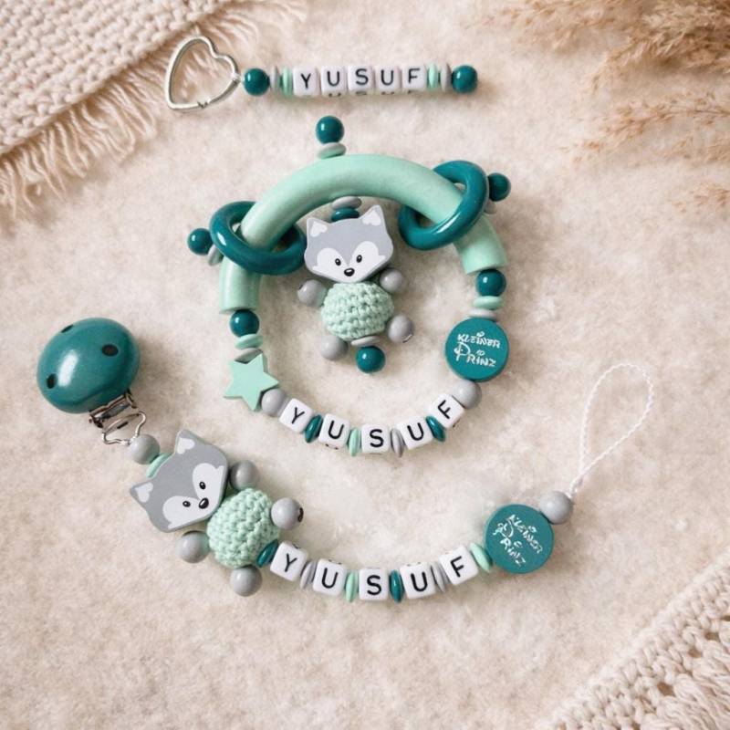 Personalisierte Schnullerkette Mit Name | Schnullerclip Junge Mint Türkis Baby Geschenk Zur Geburt Schnullerhalter Personalisiert von Etsy - LittleDreamPearl