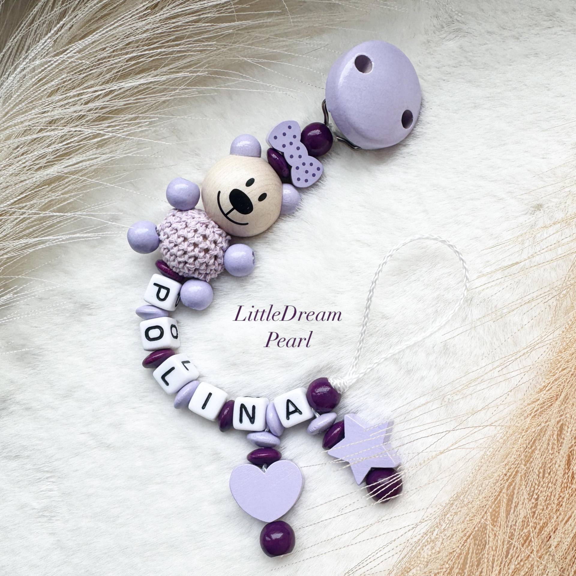 Schnullerkette Mit Namen Holz & Silikon Personalisiert Baby Geschenk | Mädchen Junge Boho Stillkette Geburt Taufe von Etsy - LittleDreamPearl