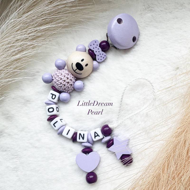 Schnullerkette Mit Namen Holz & Silikon Personalisiert Baby Geschenk | Mädchen Junge Boho Stillkette Geburt Taufe von Etsy - LittleDreamPearl