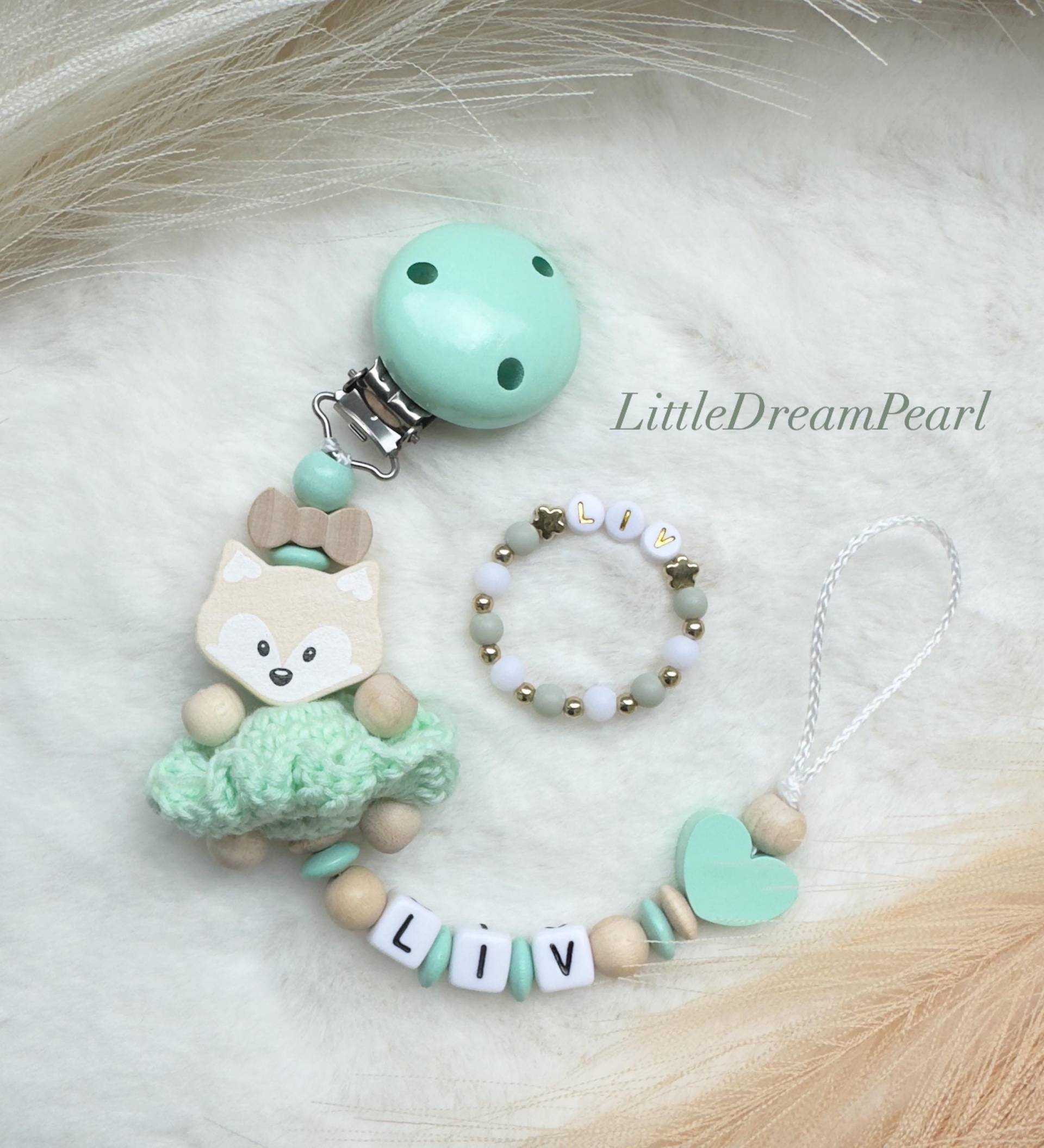 Schnullerkette Personalisiert Mit Name Fuchs Baby Schnullerclip Blau Geschenk Zur Geburt Taufe Mädchen Junge Set von Etsy - LittleDreamPearl