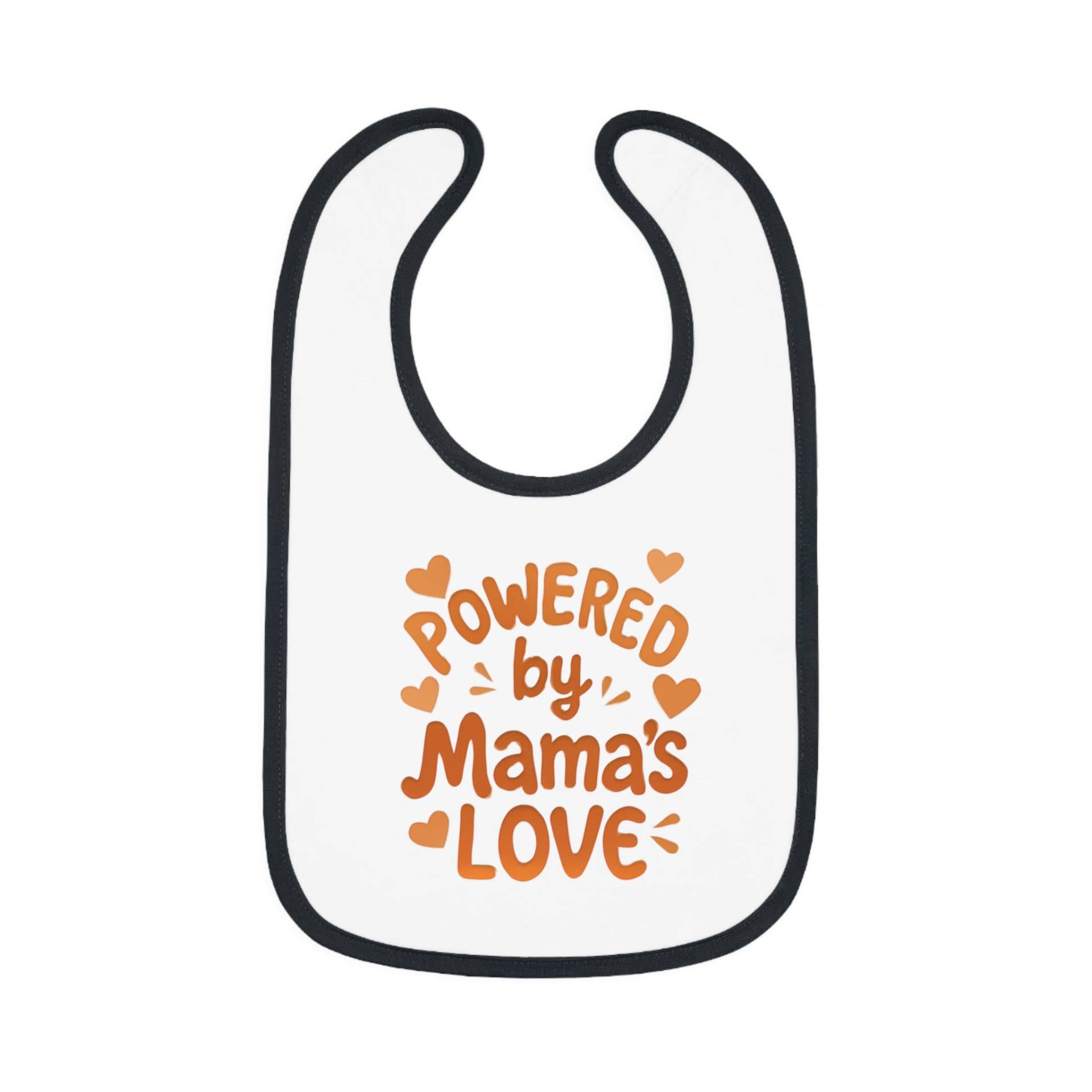 Powered By Mama's Love Baby Bib | Cute Shower Gift, Infant Feeding Bib, Adorable Newborn Accessory, Print Toddler Gift von Etsy - LittleDreamsAtelier