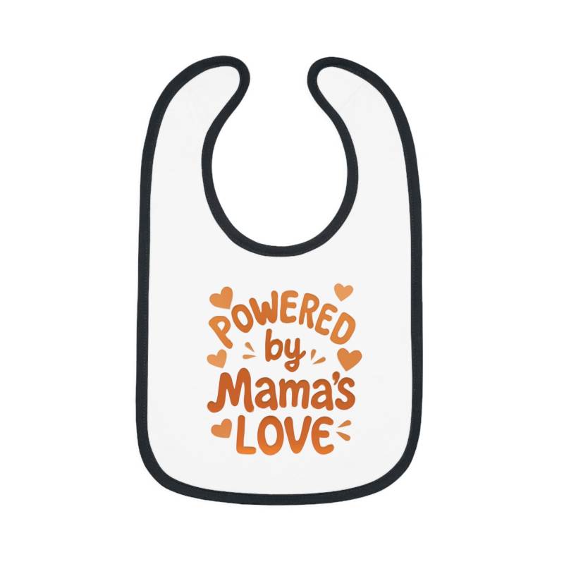 Powered By Mama's Love Baby Bib | Cute Shower Gift, Infant Feeding Bib, Adorable Newborn Accessory, Print Toddler Gift von Etsy - LittleDreamsAtelier