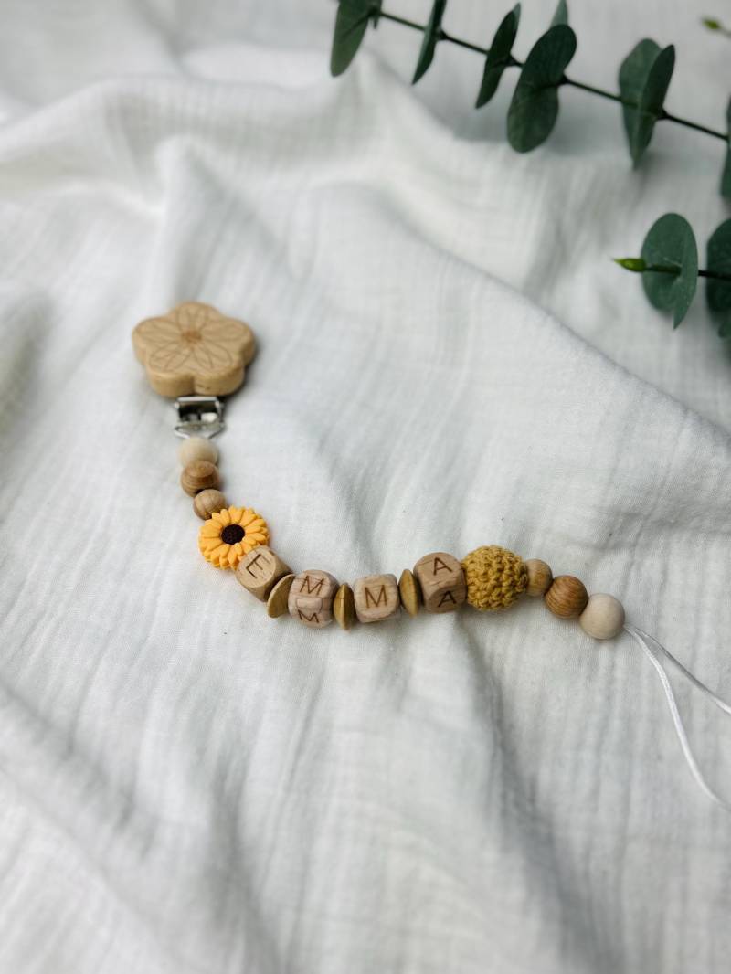 Schnullerkette Mit Namen "Little Fall" Beige - Geschenk Geburt Babyparty Personalisiert von Etsy - LittleLitchiBaby
