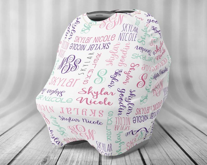 Personalisierter Autositzbezug - Baby Stillbezug Autositzhimmelbezug Namensmuster von Etsy - LittlePeonyCo