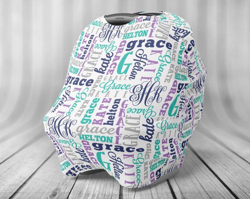 Personalisierter Autositzbezug - Baby Stillbezug Autositzhimmelbezug Namensmuster von Etsy - LittlePeonyCo