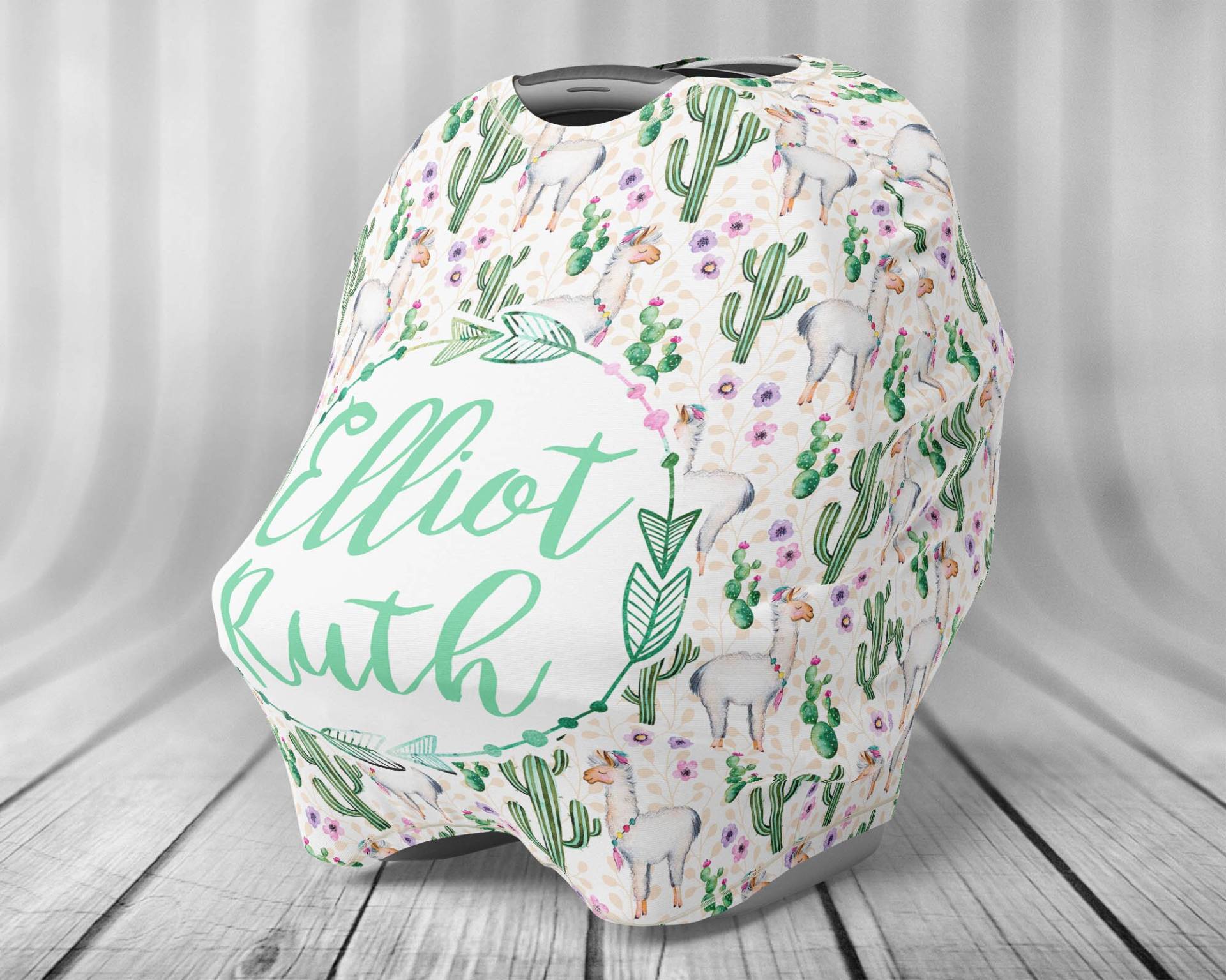 Personalisierter Autositzbezug - Baby Stillbezug Namensmuster Lama von Etsy - LittlePeonyCo