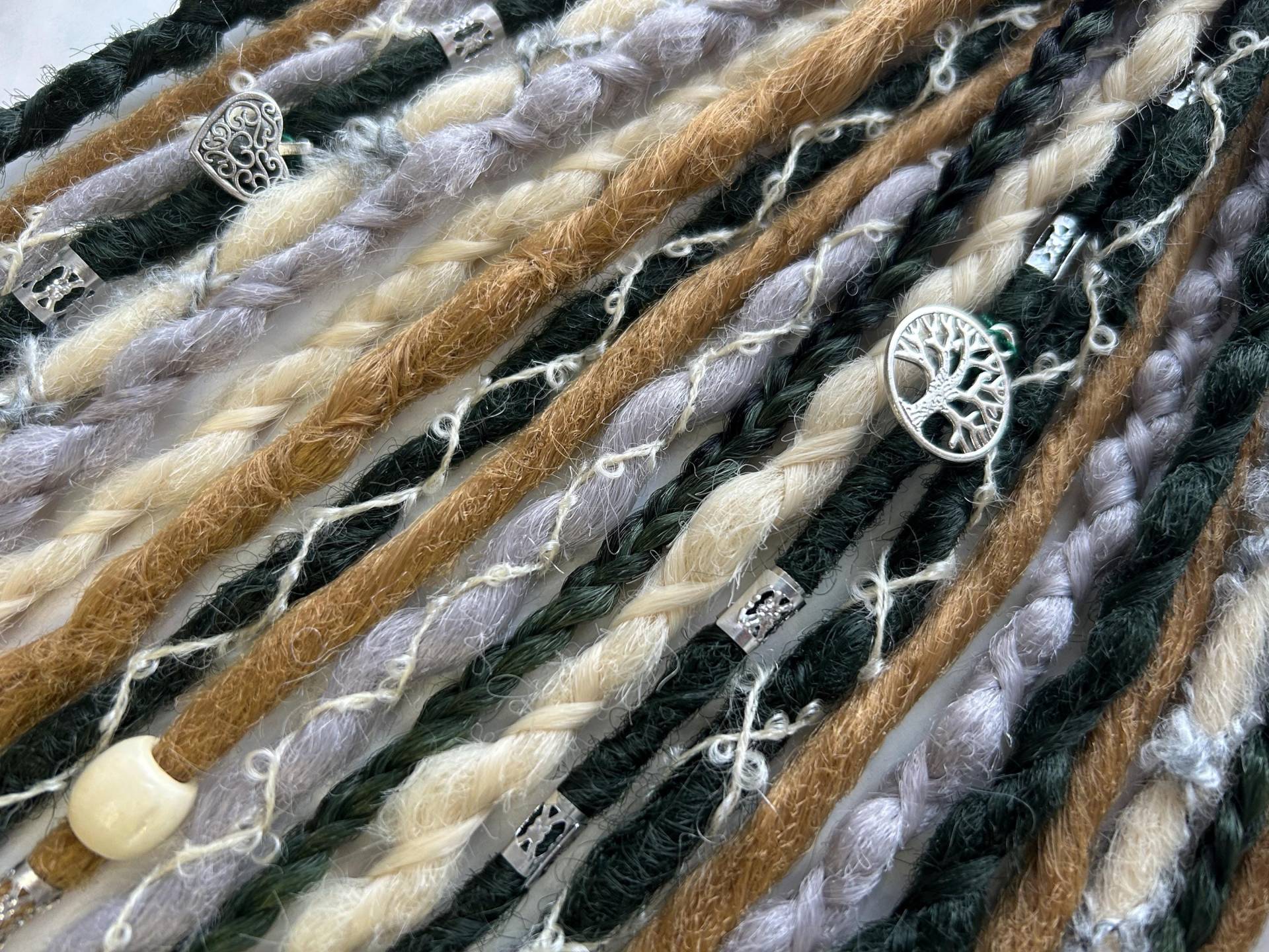 Finnish Forest - Custom Made Dreadlocks Extensions, Synthetic Dreads in Blonde Lightblonde Silver Darkgreen von Etsy - LivanaDreadart