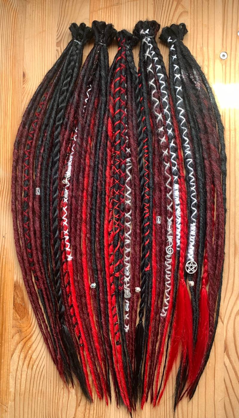 Fire Soul | Se Or De Dreadlocks Extensions Synthetic Dreads Partial Full Sets Black Red Wine Brightred Ombre von Etsy - LivanaDreadart