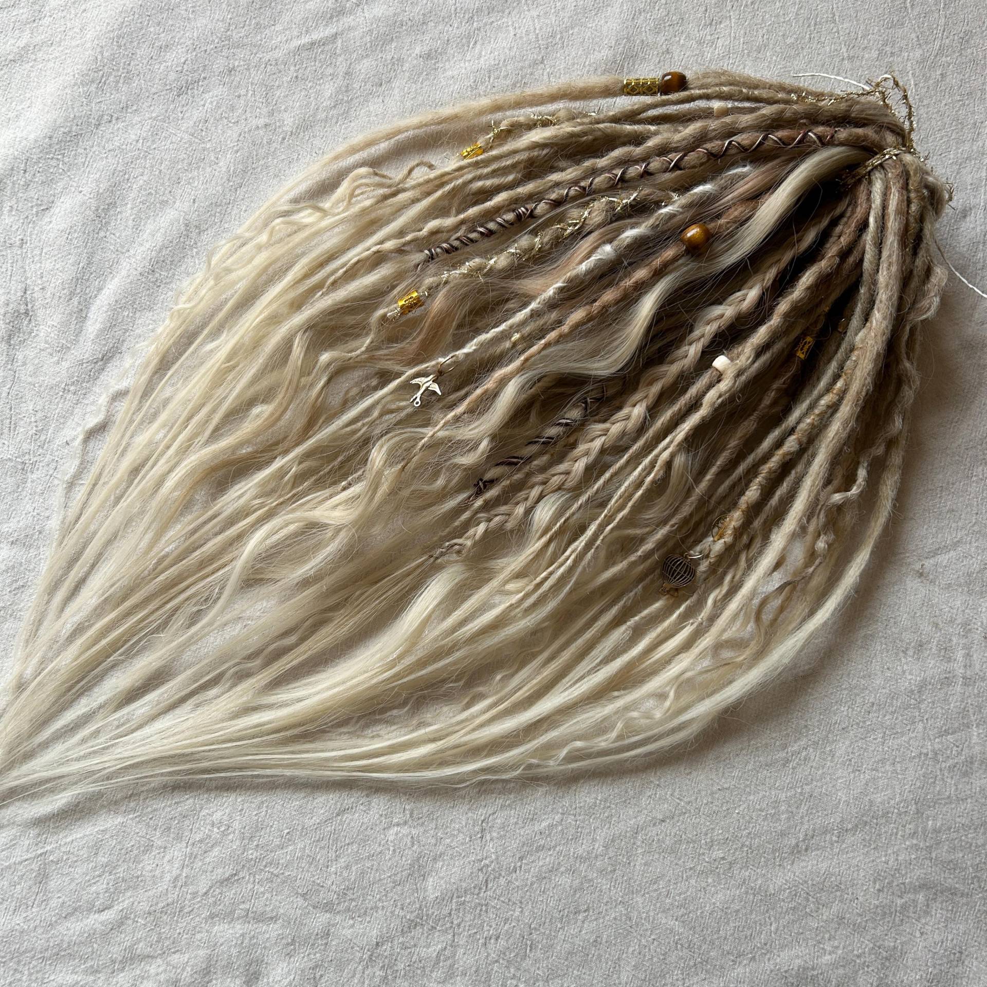 Wintersun Cream Blonde Boho Dreads Synthetic Dreadlocks From Kanekalon Handmade Hair Extensions in Blonde & Light von Etsy - LivanaDreadart