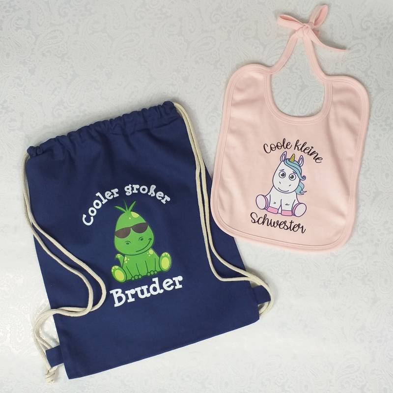 Baby Geschenk-Set "Großer Bruder & Kleine Schwester" - Lätzchen + Beutel von Etsy - LiviettaShop
