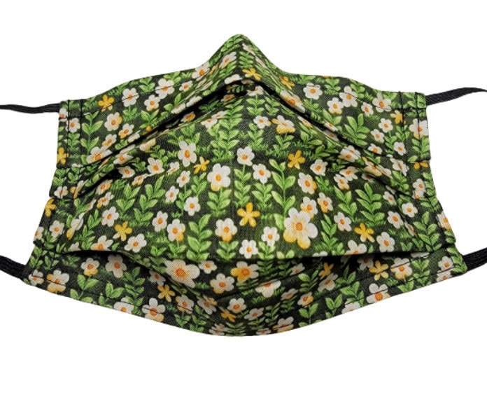 Daisy Stems Handgemachte Wiederverwendbare Verstellbare Gesichtsmaske Mit Filterfach Und Nasennadeldraht von Etsy - LochNessLocker