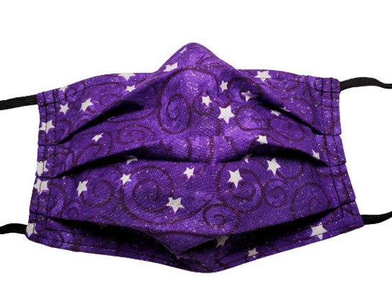 Lila Funkelnde Sterne Wiederverwendbare Verstellbare Gesichtsmaske Mit Nasenklemme-Draht Und Filterfach von Etsy - LochNessLocker