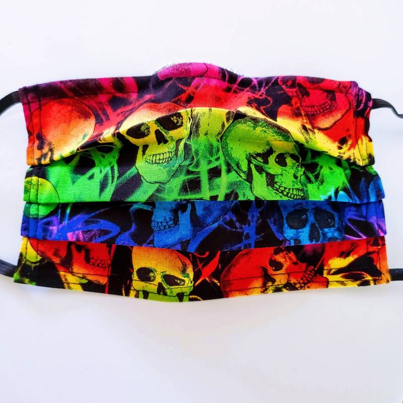 Regenbogen Schädel Wiederverwendbare Verstellbare Gesichtsmaske Mit Filter Fach Und Nasenklemme Draht von Etsy - LochNessLocker