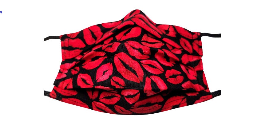 Rote Lippenstift Maske Valentinstag Wiederverwendbar Verstellbare Gesichtsmaske Mit Nasennadel Draht Und Filterfach von Etsy - LochNessLocker