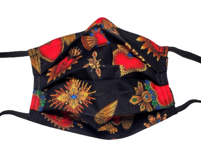 Sacred Hearts Maske Handgefertigte Wiederverwendbare Verstellbare Gesichtsmaske Mit Nasenklemme-Draht Und Filterfachdoppelschicht 100% Baumwolle von Etsy - LochNessLocker