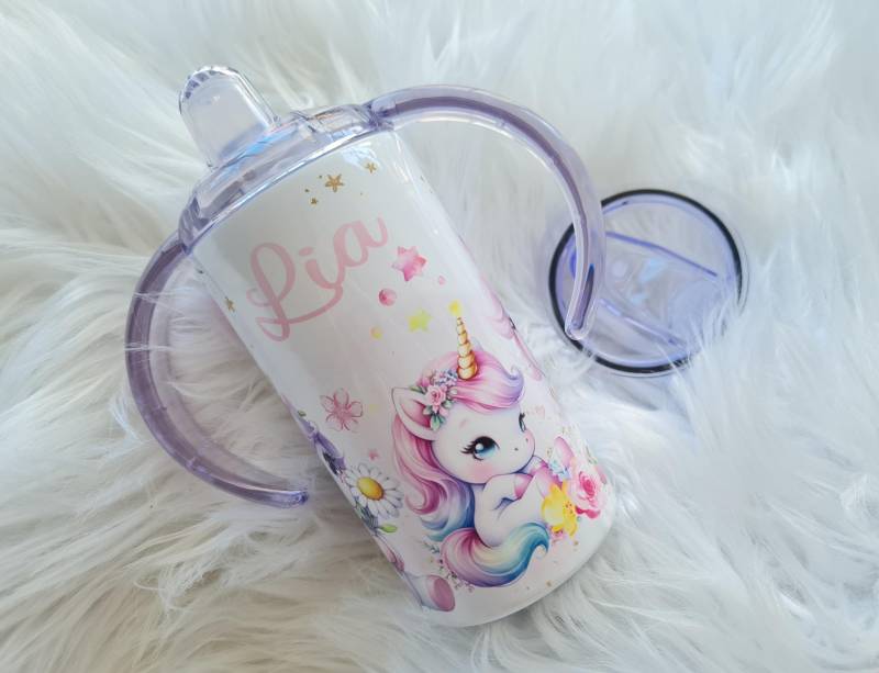 Schnabeltasse Einhorn Personalisiert 2-In-1 Becher Kleinkind Geschenk Kindertasse Edelstahl Vakuum-Isoliert Babyflasche von Etsy - LolleBy
