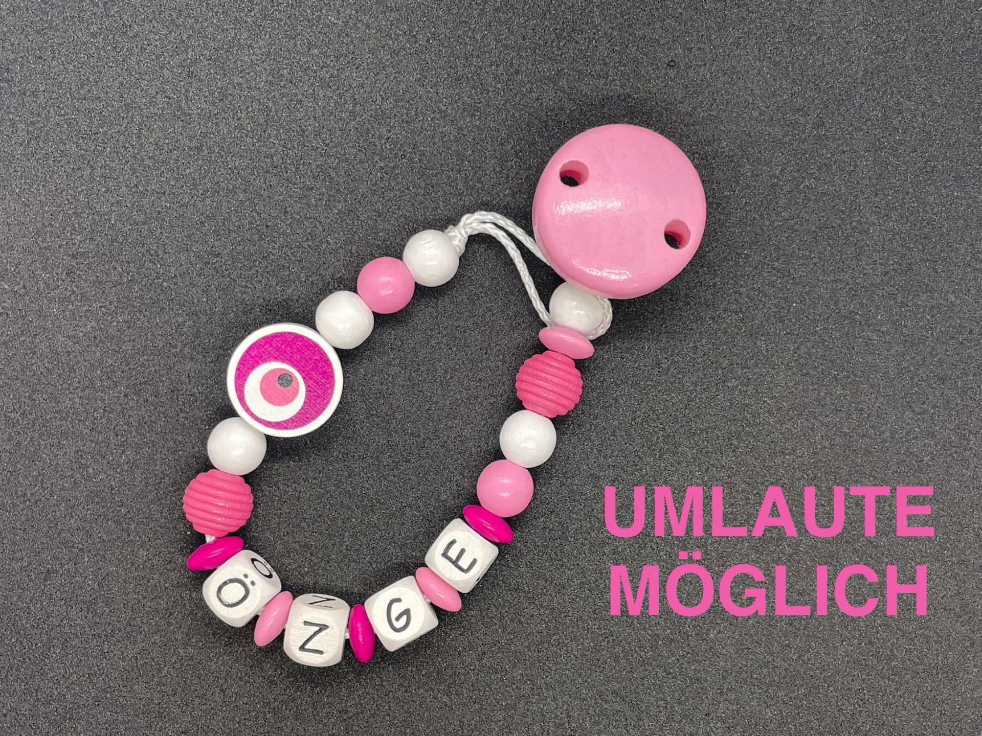 Handgemachte Schnullerkette - Holz Personalisierbar Mit Namen Nazar Boncuk Evil Eye Geschenk Zur Geburt Umlaute Möglich Handgemachte Schnullerkette - Holz Personalisierbar Mit Namen Nazar Boncuk Evil Eye Geschenk Zur Geburt Umlaute Möglich von Etsy - LoomingLoop