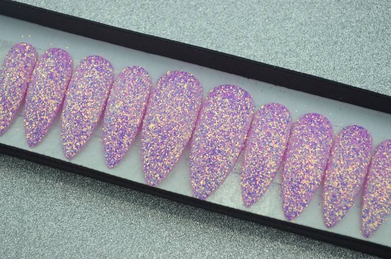 Cinderella Mattiert Rosa Glitzer Luxury Press On, Falsche Nägel, Drücken Sie Auf Kleber Auf, Handbemalte Stiletto Nägel von Etsy - LooveBeauty
