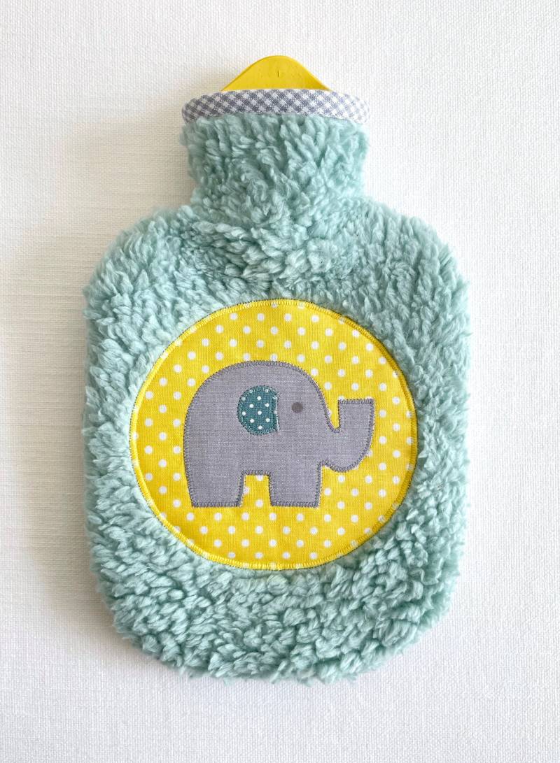 Kleine Wärmflasche "Elefant" Aus Baumwollteddy Mint/Gelb | 0, 8 L von Etsy - LottaundLasse