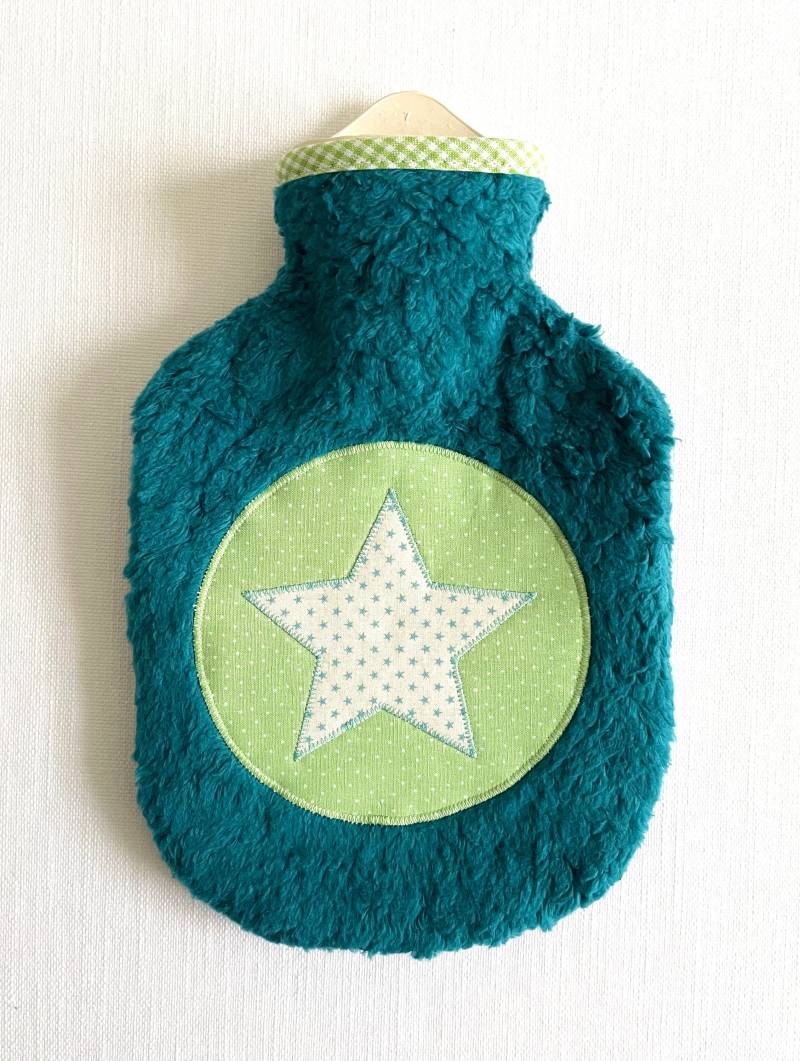 Kleine Wärmflasche "stern" Aus Baumwollteddy Petrol Mit Hellgrün | 0, 8 L von Etsy - LottaundLasse