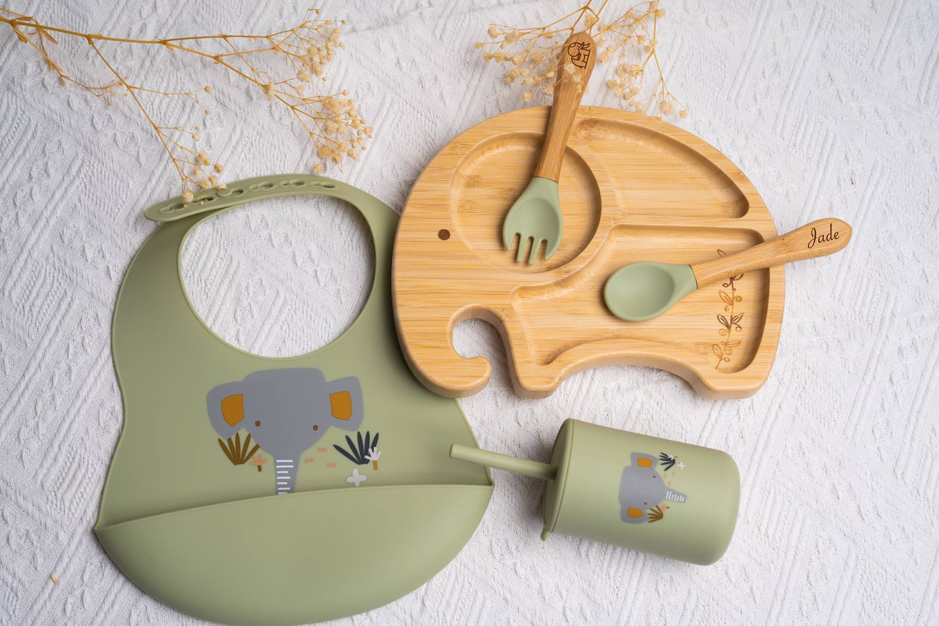 Personalisiertes Kinderteller - Und Besteckset/Bambusteller Besteck Geburtsgeschenk Baby-Bambus-Essset von Etsy - LouisAnaCreation