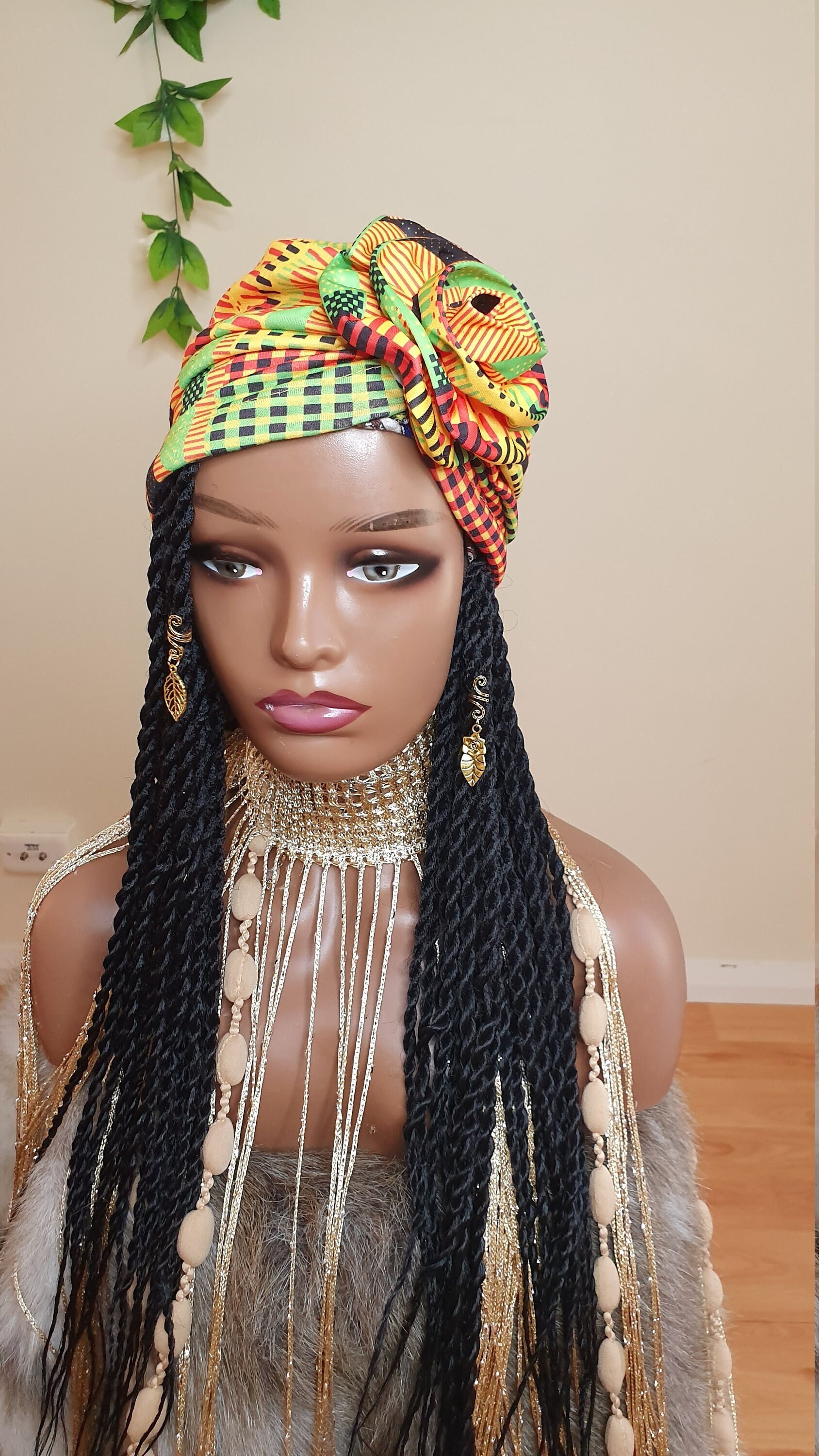 Headwrap Geflochtene Perücken/Headwrap Perücke/Mützenperücke/Geflochtene Perücke/Zöpfe von Etsy - LouiseHairFeel