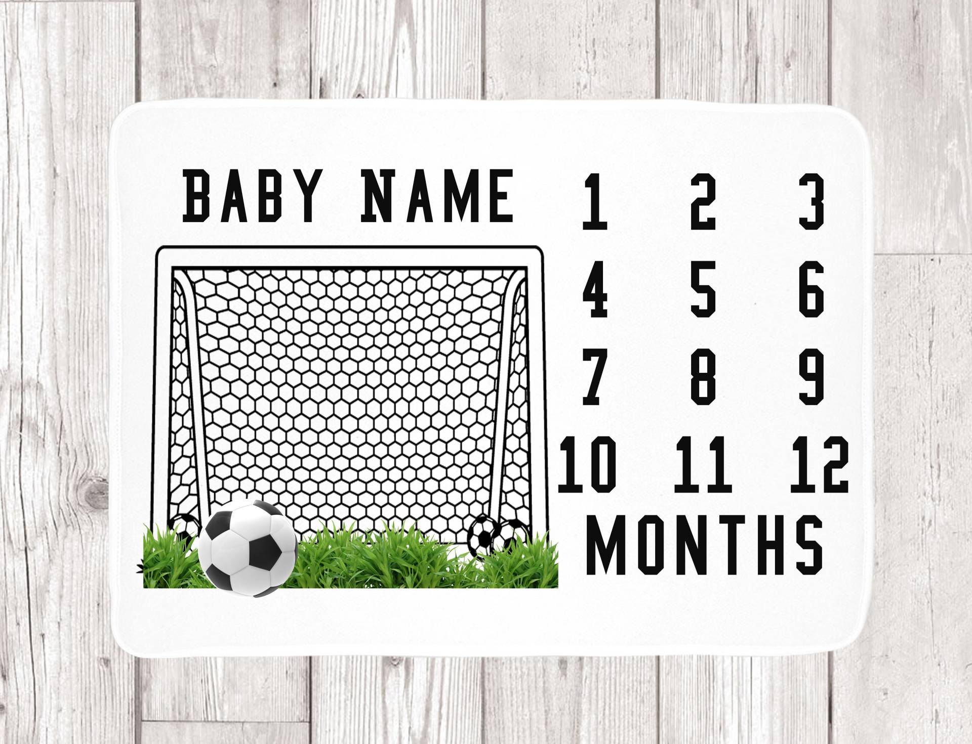 Fußball Meilenstein Babydecke - Personalisierte Baby-Dusche Futbol Baby-Dusche-Geschenk Monatlich von Etsy - LoveGiftStudios