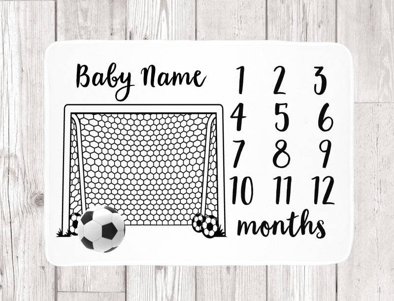 Fußball Meilenstein Babydecke - Personalisierte Fußball-Baby-Dusche-Geschenk Monatliche Neue Baby von Etsy - LoveGiftStudios