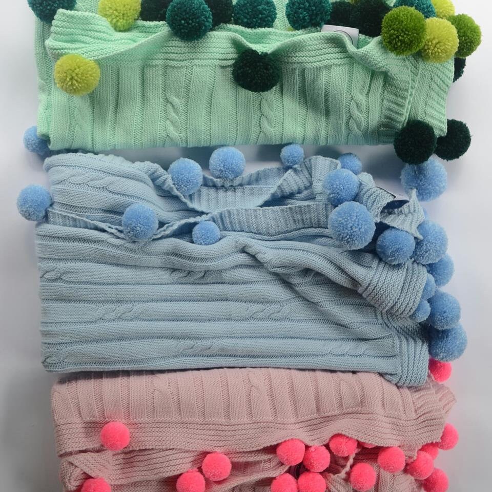 Decke Für Ein Kind 1Pcs, 1 Stk. in Den Farben Blau, Mint, Rosa von Etsy - LoveKulkowepomponyPL