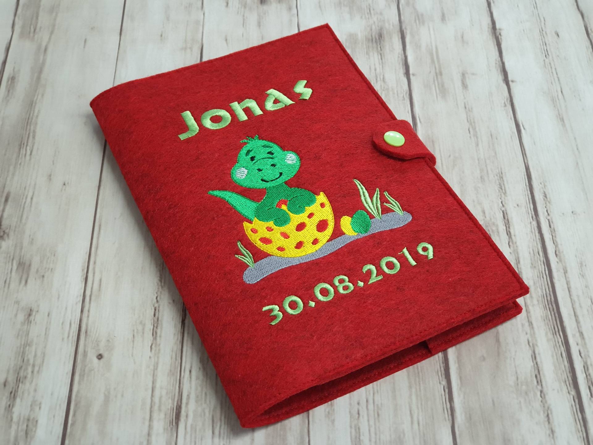U-Heft Hülle Filz Mit Name Und Datum Dino - Dinosaurier von Etsy - LovelyLoreleyShop