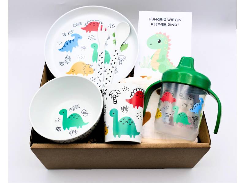 Geschenk Für Kleinkind Dinosaurier | Kinder Geschirr Geburtstag| Überraschungsbox Mit Trinkbecher, Schüssel Und Schnabeltasse Dino Fan von Etsy - LovelyMomentShop