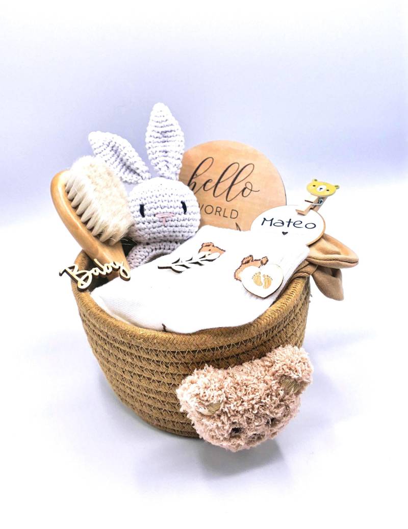 Baby Geschenk Korb Personalisiert | Geschenkset Neugeborenes Babyparty Willkommensgeschenk Geschenkidee Geburt Taufe von Etsy - LovelyMomentShop